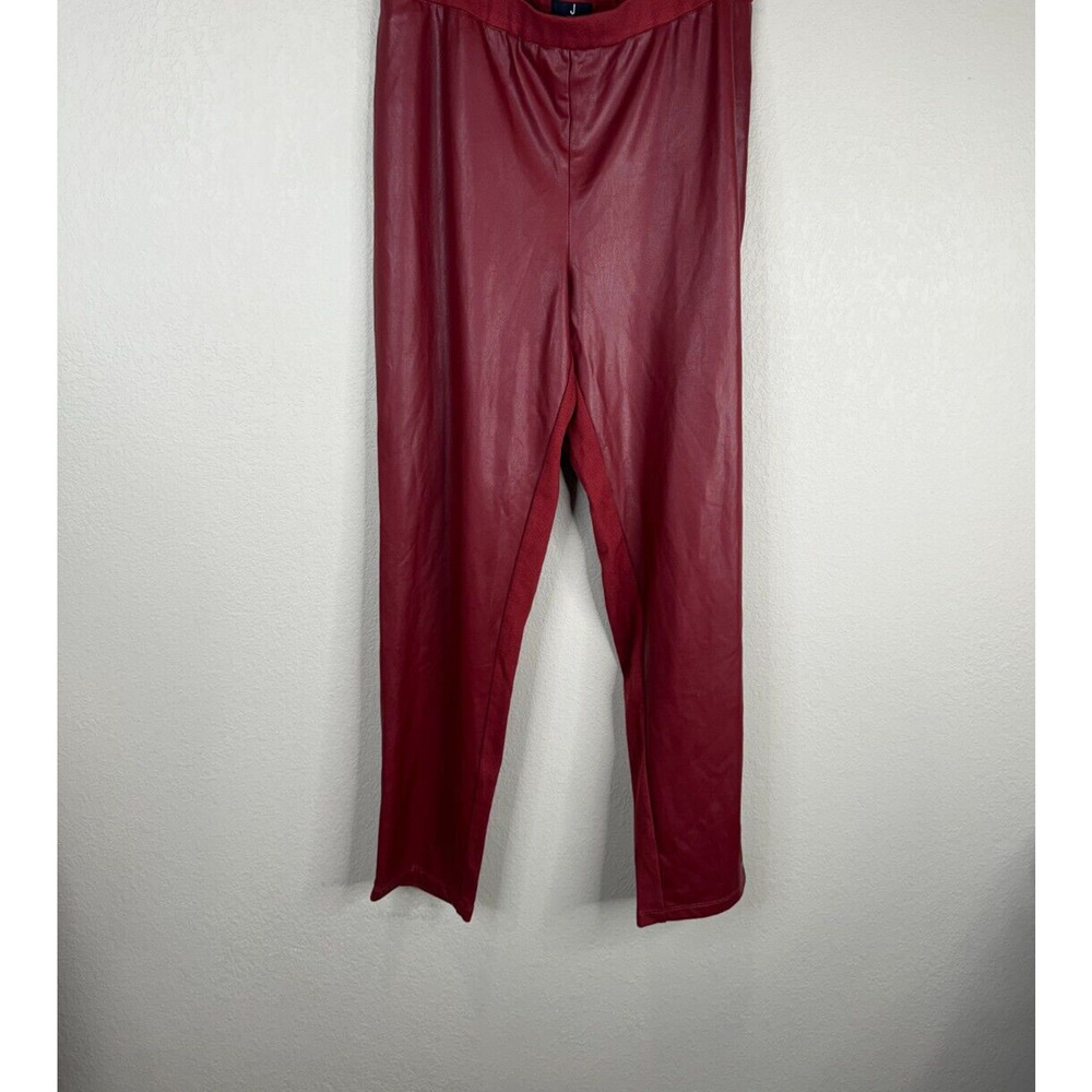 J Jason Wu Women's Stretch Faux Leather Reg Pull On Pants Side Zipper Size M